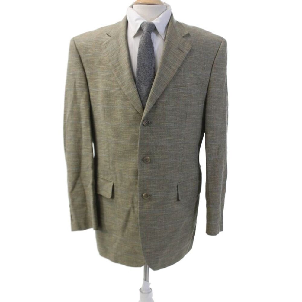 Jack Victor Mens Wool Long Sleeve Collared Lined Button Blazer Beige Size EUR 42